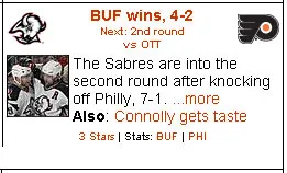Sabres advance! Sabres advance!