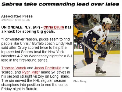 Sabres go up three games to one! Sabres go up three games to one!