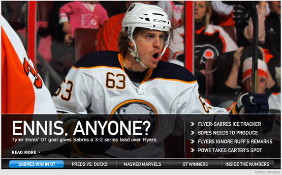 Ennis scores to put the Sabres up 3 games to 2โฆ Ennis scores to put the Sabres up 3 games to 2โฆ