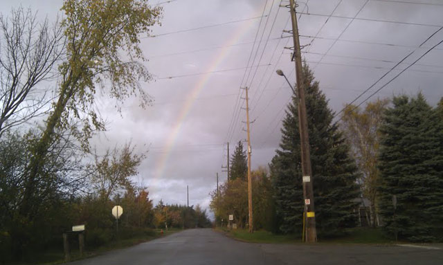 Rainbow today… just before I got home from work…. Rainbow today… just before I got home from work….