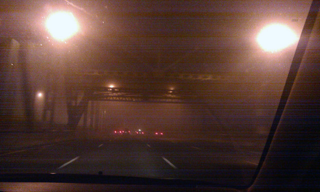 soupy fog near the Burlington Skyway soupy fog near the Burlington Skyway