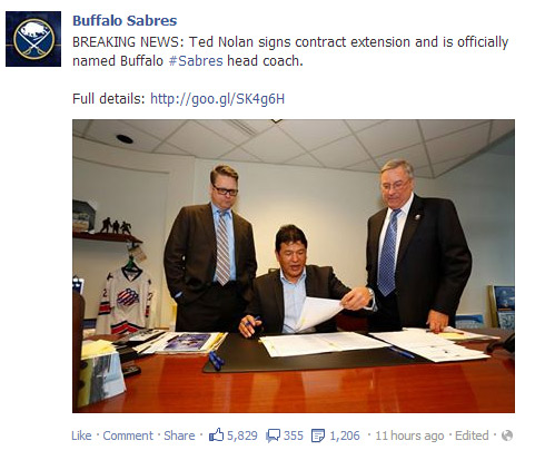 Nolan signs for three years as Sabres coach! Nolan signs for three years as Sabres coach!