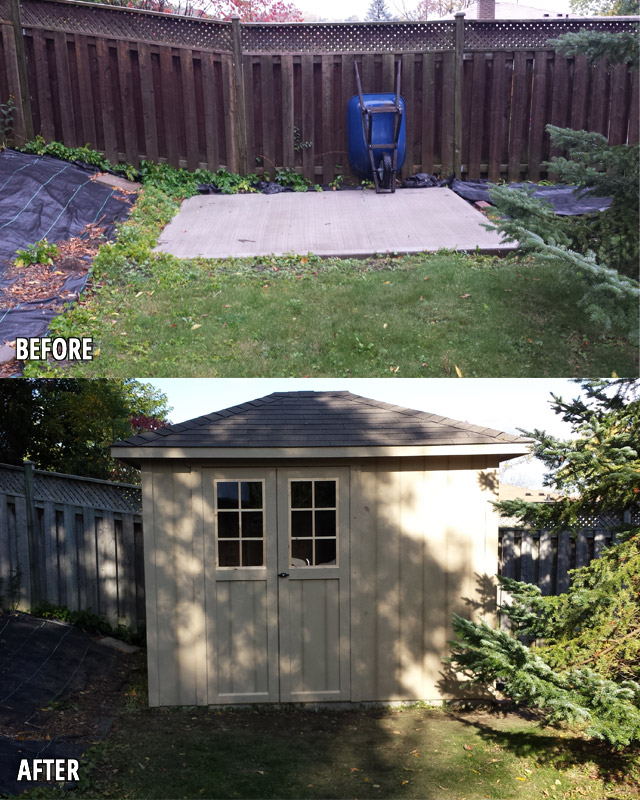 Shed. Before and After. Shed. Before and After.
