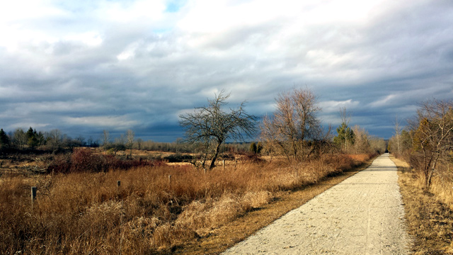 Nice open field and unhappy grey clouds that made me walk faster. Nice open field and unhappy grey clouds that made me walk faster.