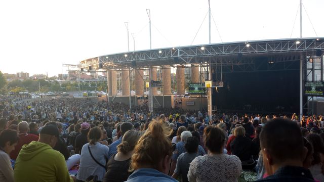 Near the back on the grass at the Molson Canadian Amphitheatre