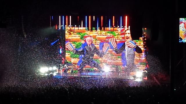Impressive stage show. Taking a shot a US politics in this shot Impressive stage show. Taking a shot a US politics in this shot