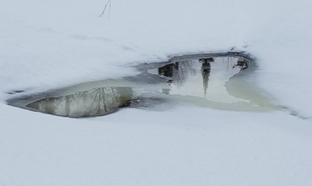 Reflections as the snow begins to melt