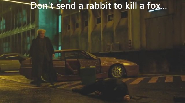 Don’t send a rabbit, to kill a fox…. Don’t send a rabbit, to kill a fox….