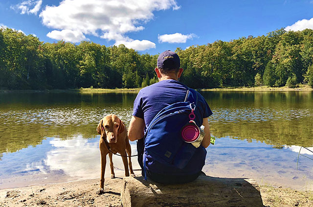 Me and my dog at Mono Cliffs