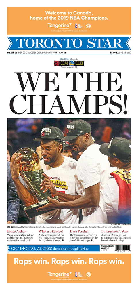 Toronto Star front page