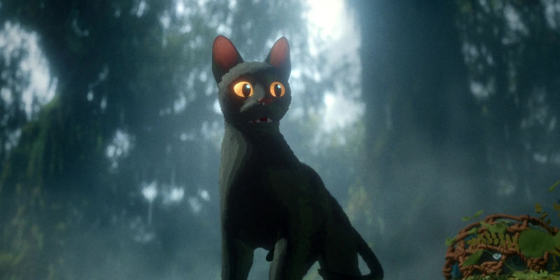 Black cat says meow. Black cat says meow.